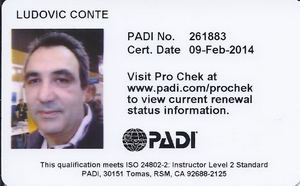 PADI Open Water Scuba Instructor scan front