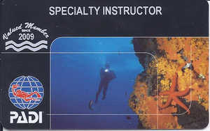 PADI Specialty Instructor scan back